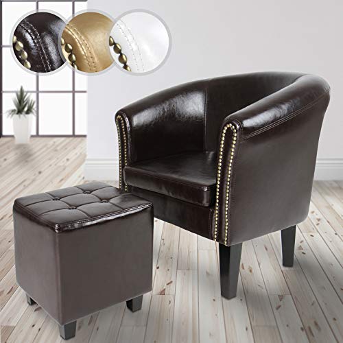 MIADOMODO Sillón Chesterfield con Reposapiés | Tapizado en Cuero Artificial con Patas de Madera, Color a Elegir | Butaca de Piel Sintética para Dormitorio y Salón, Sofá Chester 1 Plaza (Marrón) MIADOMODO Sillón Chesterfield con Reposapiés | Tapizado en Cuero Artificial con Patas de Madera, Color a Elegir | Butaca de Piel Sintética para Dormitorio y Salón, Sofá Chester 1 Plaza (Marrón)