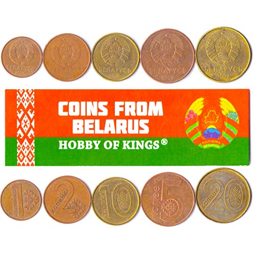 5 Monedas Diferentes - Moneda extranjera bielorrusa Antigua y Coleccionable para coleccionar Libros - Conjuntos únicos de Dinero Mundial - Regalos para coleccionistas