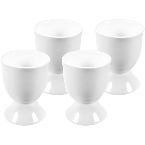 com-four® 4x tazas de huevos de porcelana - porta huevos en blanco, aprox. 6,5 cm (04 piezas)