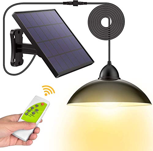 Luz Solar, Hikeren Foco Solar, Impermeable IP65 Luz del Sensor Solar, Lampara Solar con Mando a Distancia, para Exterior/Interior, Dormitorio, Jardín, Camino-Luz Calida