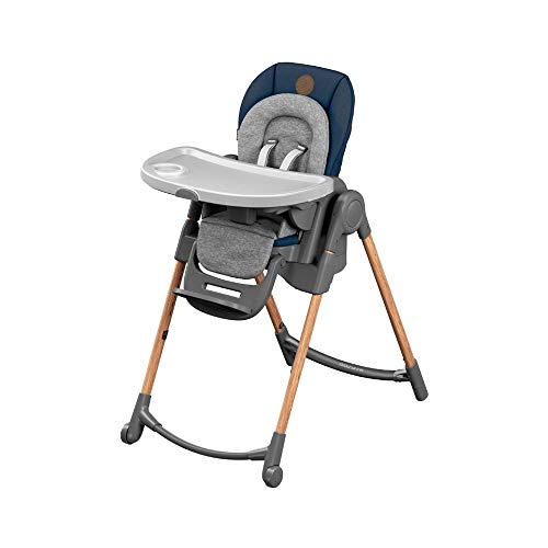 Maxi-Cosi Minla trona Evolutiva, reclinable y plegable, 6 en 1 trona convertible, silla para niños, trona portátil de viaje e Asiento Elevador, crece con el niño 0 meses - 7 años, essential blue