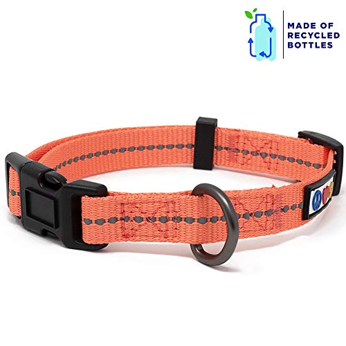 Pawtitas Collar de Perro Reciclado con Costura Reflectante | Collares para Perros y Cachorro Hecho de Botellas de plástico recogidas en Océanos - Collar Perro Pequeño Coral del Mar