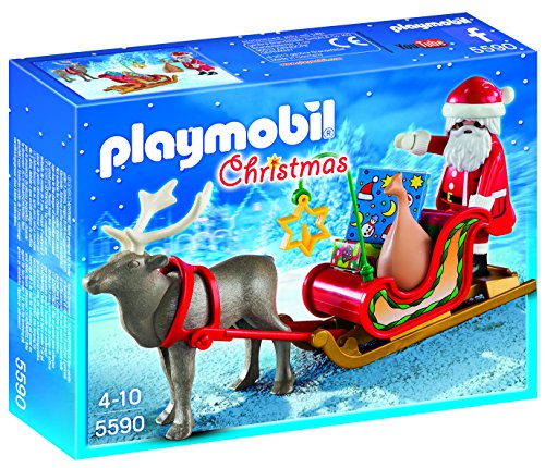 PLAYMOBIL - Christmas Trineo de Papá Noel con Reno Playsets de Figuras de jugete, Color Multicolor (5590)
