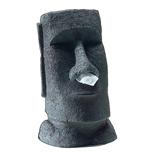 Pureday Dispensador de pañuelos Moai-en óptica de Piedra-plástico-Gris-Altura Alrededor de 34 cm