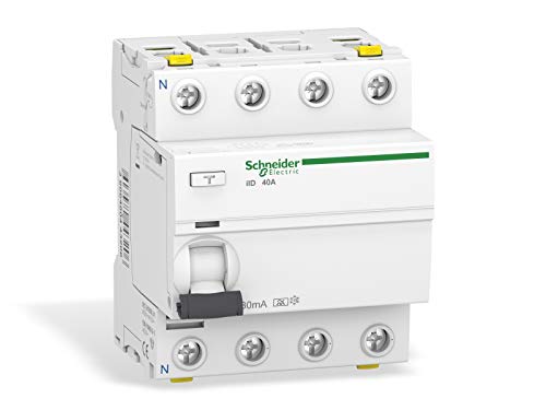 Schneider Electric A9Z21440 Interruptor diferencial iID, 4P, 40 A, 30 mA, Tipo A, Blanco Schneider Electric A9Z21440 Interruptor diferencial iID, 4P, 40 A, 30 mA, Tipo A, Blanco