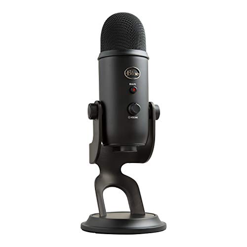 Blue Microphones Yeti - Micrófono USB para grabación y streaming en PC y Mac, 3 cápsulas de condensador, 4 patrones de captación, Salida de auriculares y control de volumen, color Negro (Blackout)