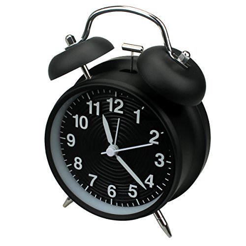 Reloj despertador analógico de doble campana con  retroiluminación y alarma fuerte, funciona con pilas, perfecto para  dormitorio, mesita de noche, escritorio, resistente y fácil de configurar :  Hogar y Cocina
