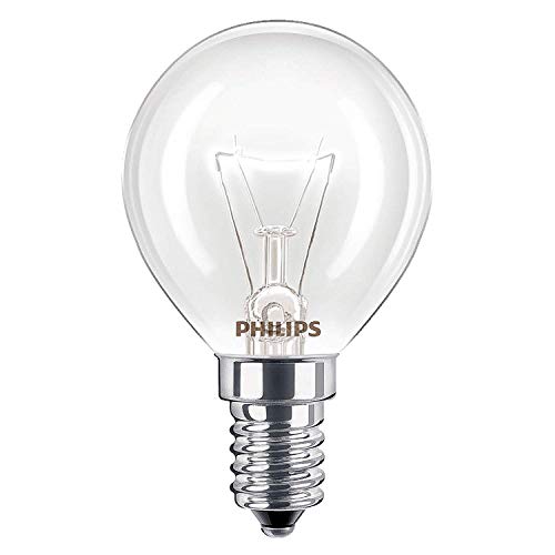 Juego de 2 bombillas para horno de 40 W, SES E14, de rosca pequeña, 300 °C, aptas para AEG, Bosch, Siemens, Neff y Hotpoint, de la marca Philips Juego de 2 bombillas para horno de 40 W, SES E14, de rosca pequeña, 300 °C, aptas para AEG, Bosch, Siemens, Neff y Hotpoint, de la marca Philips