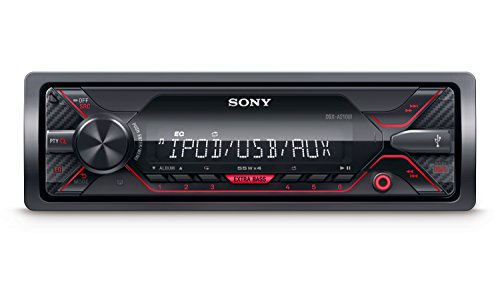 Sony DSX-A210UI - Receptor Multimedia de Coche (Extra Bass, 4 x 55 W, Ecualizador de 10 Bandas, función Karaoke, USB, AOA 2.0, MP3 y FLAC), Color Negro