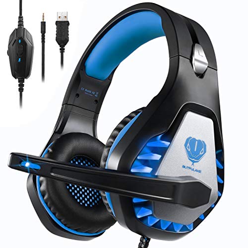 Auriculares Gaming para PS4/Xbox One/Nintendo Switch, Pacrate GH-1 Cascos Gaming con Sonido Envolvente y Cancelación de Ruido Auriculares Diadema con 3.5mm Jack con Luz LED