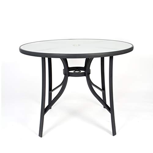 CREVICOSTA QUALITY MARK MARCAS DE CALIDAD Mesa JARDÍN Redonda Cristal Templado Blanco Y Metal Antracita. CREVICOSTA QUALITY MARK MARCAS DE CALIDAD Mesa JARDÍN Redonda Cristal Templado Blanco Y Metal Antracita.