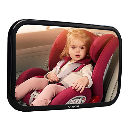 Espejo Retrovisor Coche Bebé para Ver su Bebé en Asiento Trasero, Akapola Versión Actualizada 360° Rotación Gran Tamaño sin Distorción para Silla Trasera de Bebé/Asientos de Niños