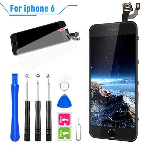 FLYLINKTECH Pantalla para iPhone 6,Táctil LCD de Repuesto Ensamblaje de Marco Digitalizador con botón de Inicio,cámara Frontal,Sensor de proximidad,Altavoz y Herramientas (Negro) FLYLINKTECH Pantalla para iPhone 6,Táctil LCD de Repuesto Ensamblaje de Marco Digitalizador con botón de Inicio,cámara Frontal,Sensor de proximidad,Altavoz y Herramientas (Negro)