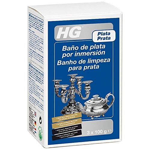 HG Baño plata por immersión 300gr - es un efectivo limpiador de baño de plata que hace que la plata y los objetos plateados brillen de nuevo