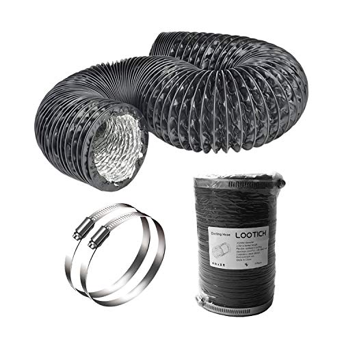 LOOTICH Fuerte Tubo Flexible de Aluminio PVC Ø100mm Longitud 2.5m para Extractor de Aire Climatización Secadora Conducto de Aire de Ventilación Sistemas con 2 Abrazaderas de Acero Negro LOOTICH Fuerte Tubo Flexible de Aluminio PVC Ø100mm Longitud 2.5m para Extractor de Aire Climatización Secadora Conducto de Aire de Ventilación Sistemas con 2 Abrazaderas de Acero Negro