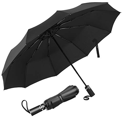 Newdora Paraguas Plegable Automático Negro Impermeable 10 Armazones de Metal Compacto Resistencia contra Viento para Viaje para Hombres y Mujeres Newdora Paraguas Plegable Automático Negro Impermeable 10 Armazones de Metal Compacto Resistencia contra Viento para Viaje para Hombres y Mujeres