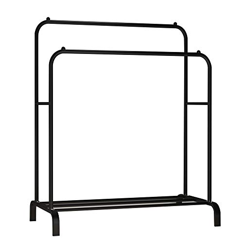 UDEAR ZHUJIA - Burro para ropa, perchero independiente, con doble varilla, para dormitorio, multifunción, color negro UDEAR ZHUJIA - Burro para ropa, perchero independiente, con doble varilla, para dormitorio, multifunción, color negro