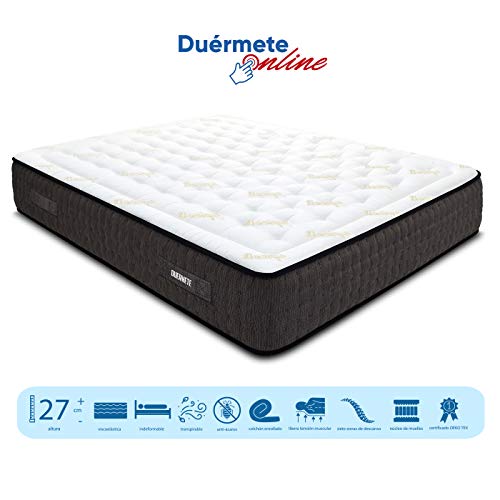 Duérmete Online Duérmete Gran Confort-Colchón Muelles Ensacados + Viscoelástica Iron Pro con 7 Zonas de Descanso, Libertad de Movimientos, 150x190 Duérmete Online Duérmete Gran Confort-Colchón Muelles Ensacados + Viscoelástica Iron Pro con 7 Zonas de Descanso, Libertad de Movimientos, 150x190