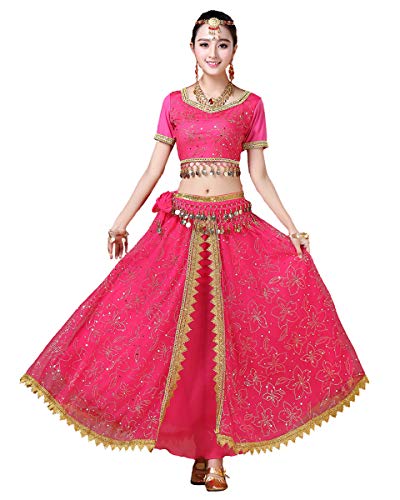 Grouptap Bollywood Lehenga Choli Mujer India Anarkali Saree señoras Fiesta de Bodas diseñador Blusa de Baile Vestido Rosa Traje de Lengha (Rosa, 152-172 cm, 45-70 kg)