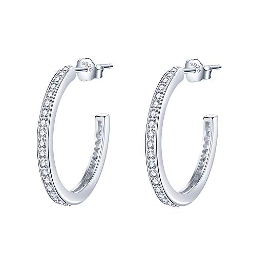 Lydreewam Pendientes de aro plata de ley 925 para mujeres con 3A circonia cúbica, diámetro 23mm Lydreewam Pendientes de aro plata de ley 925 para mujeres con 3A circonia cúbica, diámetro 23mm