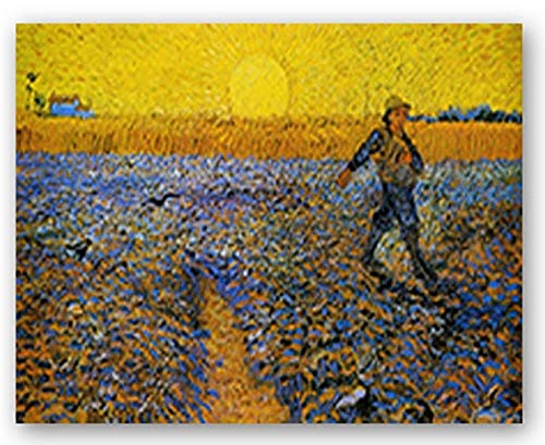Vincent Van Gogh Pintura Al Óleo Sembradora Dormitorio Comedor Decoración Sin Marco Pintura Colgante Alivio Tridimensional Chorro De Tinta -30CM * 34Mc / 12 * 13.3 Pulgadas
