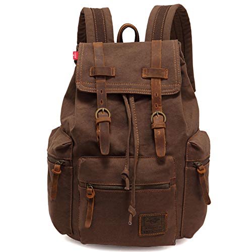 Vintage Mochila de Lona de Marcha Bolsa Escolar Uní Mochilas Sport para Hombres Mujer Casual Marrón Oscuro Vintage Mochila de Lona de Marcha Bolsa Escolar Uní Mochilas Sport para Hombres Mujer Casual Marrón Oscuro