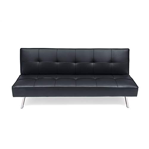 Homely - Sofá Cama de 3 plazas Apertura Clic-clac KOHTAO tapizado en Polipiel de 176 cm (Negro)