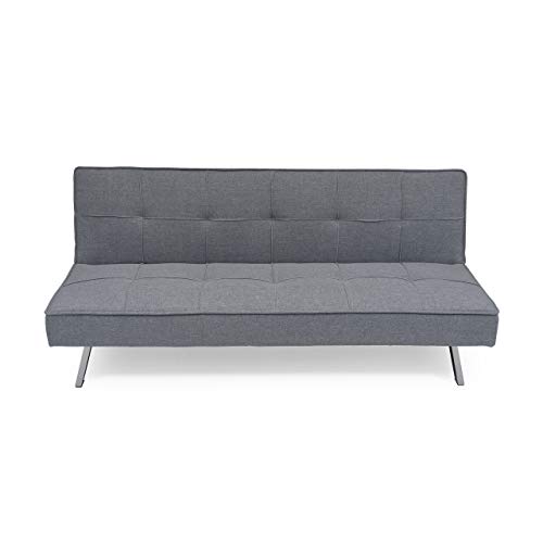 Homely - Sofá Cama de 3 plazas Apertura Clic-clac KOHTAO tapizado en Tela Gris de 176 cm Homely - Sofá Cama de 3 plazas Apertura Clic-clac KOHTAO tapizado en Tela Gris de 176 cm