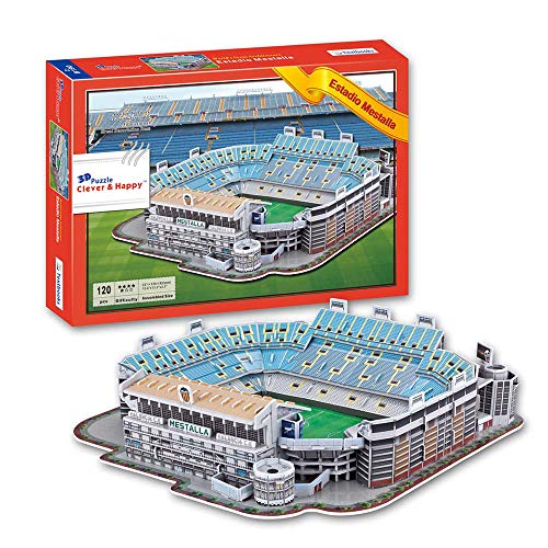 Modelo de Estadio Deportivo 3D, Equipo del Estadio de Mestalla de España. Fans de Modelo Souvenir DIY Toy (13.2"× 12.6" × 3.4")