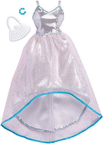 Barbie- Vestido de Gala Plateado, Multicolor (Mattel FKT11)