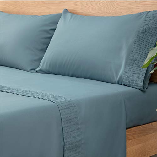 Bedsure Juego de Sábanas 150x200/190 cm - 4 Piezas - Sábana Bajera Ajustable Cama 150 con Encimera 240x275cm 2 Fundas de Almohada 50x80cm - Azul Grisáseo Bedsure Juego de Sábanas 150x200/190 cm - 4 Piezas - Sábana Bajera Ajustable Cama 150 con Encimera 240x275cm 2 Fundas de Almohada 50x80cm - Azul Grisáseo