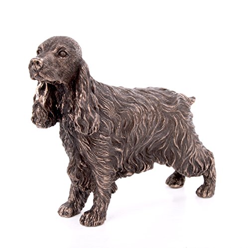 Cocker Spaniel de pie pequeña estatua escultura de bronce fundido fría perro Mascotas regalo Idea H9 cm