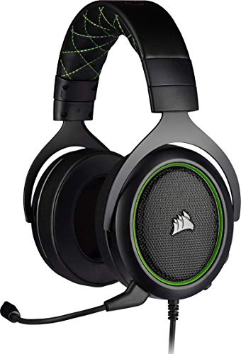 Corsair HS50 Pro Stereo Auriculares para Juegos (Ajustables Espuma viscoelástica Almohadillas, Ancelación del Ruido extraíble micrófono, Compatible con PC, PS4, Xbox One, Switch y móviles), Verde