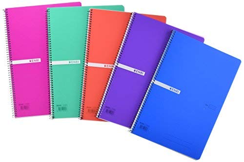 Cuadernos Folio(A4) Enri. Pack de 5 unidades. Tapa plástico. 80 Hojas cuadrícula 4x4. Colores aleatorios Cuadernos Folio(A4) Enri. Pack de 5 unidades. Tapa plástico. 80 Hojas cuadrícula 4x4. Colores aleatorios