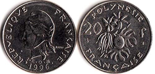 dadi Polinesia Francesa 20 Francos Monedas Oceanía Nueva Moneda Original Edición Coleccionable RARA UNC Año Conmemorativo Aleatorio