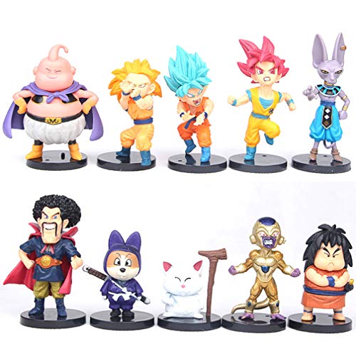 EASTVAPS 10 unids / Lote Dragon Ball Z Figura de Juguete Sun Goku Vegeta Super Saiyan Hercule Frieza Buu Beerus WHIS Anime 4-9cm