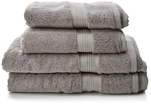 Pinzon - Juego de toallas de algodón Pima (2 toallas de baño + 2 toallas de mano), color platino