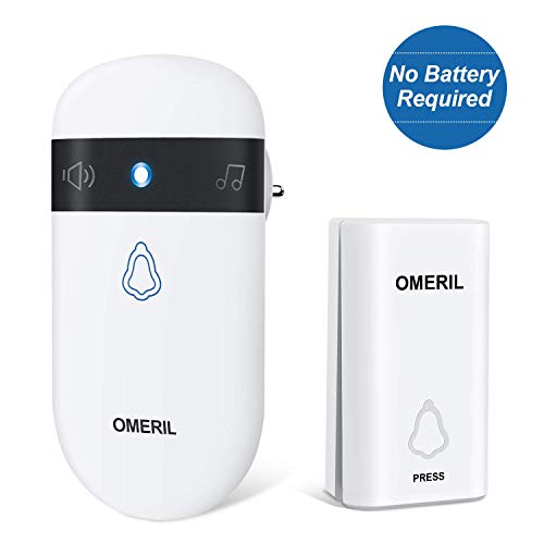 Timbre Inalámbrico sin Pilas, OMERIL Timbres Inalámbricos Exterior Impermeable, 150M de Alcance, 5 Niveles de Volumen (0dB - 110dB), 52 Melodías, Indicadores LED – Autoalimentado Timbre Inalámbrico sin Pilas, OMERIL Timbres Inalámbricos Exterior Impermeable, 150M de Alcance, 5 Niveles de Volumen (0dB - 110dB), 52 Melodías, Indicadores LED – Autoalimentado