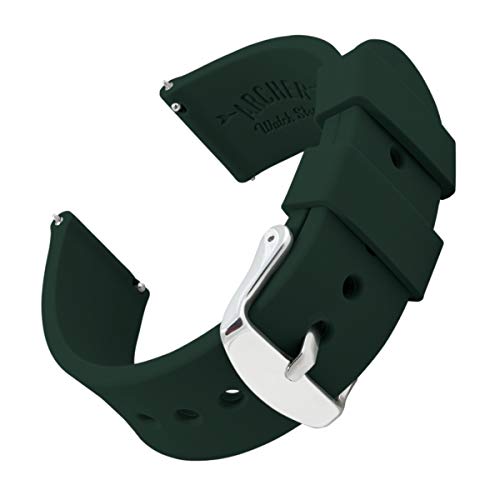 Archer Watch Straps | Repuesto de Correa Reloj de Silicona para Hombre y Mujer, Caucho Fácil de Abrochar para Relojes y Smartwatch | Verde Británico de Competición, 18mm