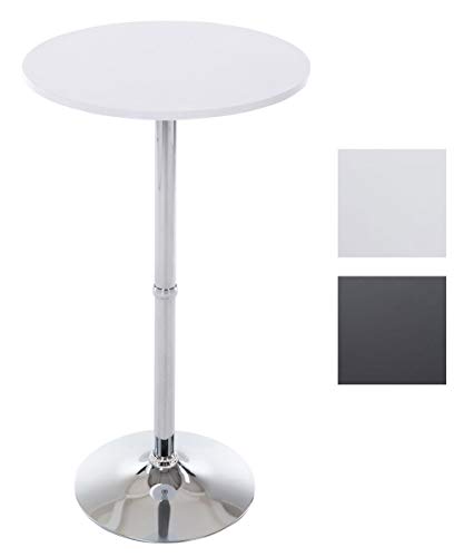 CLP Mesa Alta de Bar con Tablero Redondo | Mesa de Soporte Alto de Metal con Superficie Redonda de Madera I Mesa de Bar con Ø 60 cm I Color: Blanco