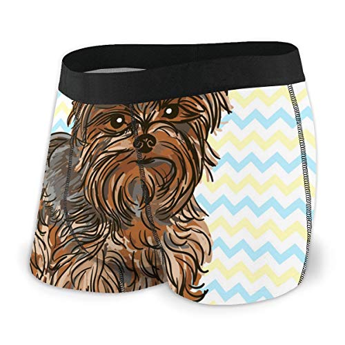 Funny Z Calzoncillos Bóxer para Hombres Niños Jóvenes Cachorros Yorkshire Terrier Impresión Personalizada Calzoncillos de Confort S