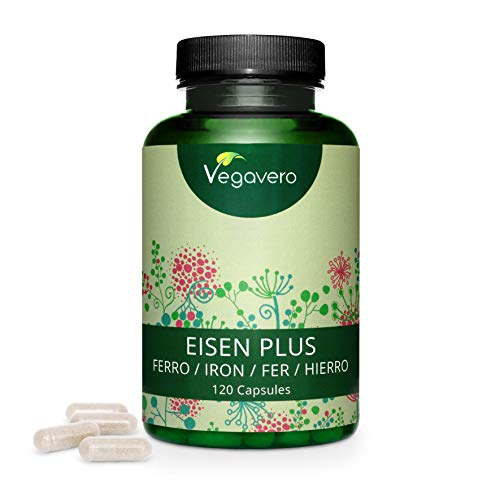 Hierro Vegavero® | Apto Para Veganos | 14 mg=100% CDR | Con Vitamina C + B12 + B2 + B6 + Ácido Fólico | Sin Aditivos | 120 Cápsulas | Anemia + Menstruación + Energía* + Cansancio Hierro Vegavero® | Apto Para Veganos | 14 mg=100% CDR | Con Vitamina C + B12 + B2 + B6 + Ácido Fólico | Sin Aditivos | 120 Cápsulas | Anemia + Menstruación + Energía* + Cansancio