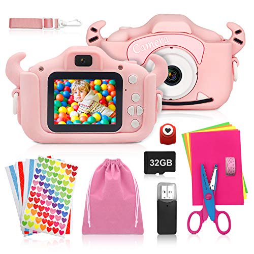 ShengRuHai Cámara de Fotos Digital para Niños,Cámara Digitale Selfie para Niños con Tarjeta de Memoria Micro SD 32GB,HD 1200 MP/1080P Doble Objetivo Regalos de Cumpleaños 3 a 12 años Niños y niñas