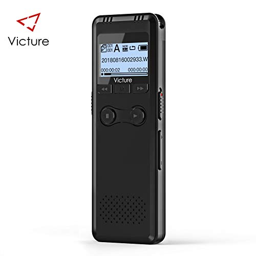 Victure Grabadora de Voz Digital con Sonido USB de 8GB a 1536 Kbps, Grabación de HD, Grabadora de Audio Portátil Activada Reducción de Ruido con Recargable Reproductor de MP3 con 2 Micrófono