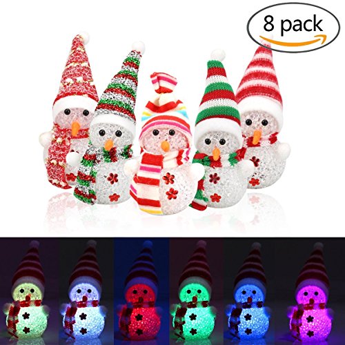 8 Paquetes de luz de Noche de Navidad, Forma de muñeco de Nieve Multicolor LED luz de decoración LED de iluminación usando Sombrero