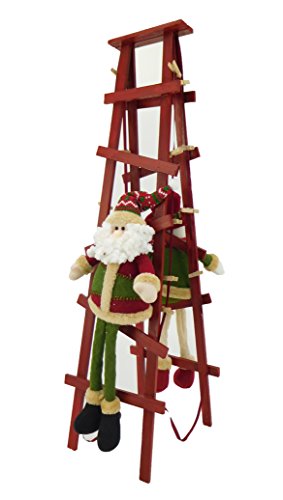 Christmas Concepts Ltd Titular de la Tarjeta de Navidad 80cm Permanente de Santa y muñeco de Nieve Escalera Subiendo con Clavijas de Madera
