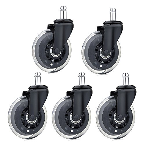 Diealles Ruedas Silla Oficina, 5 Piezas Ruedas para Sillas de Oficina para Suelos Duros,11mm/22mm