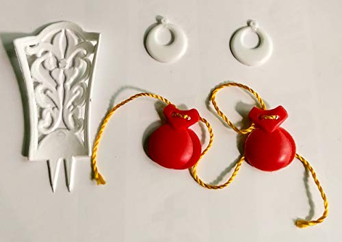 Folk Artesanía Complementos Flamenca peineta, Pendientes y castañuelas para muñeca Barbie o Barriguitas (Rojo) Folk Artesanía Complementos Flamenca peineta, Pendientes y castañuelas para muñeca Barbie o Barriguitas (Rojo)
