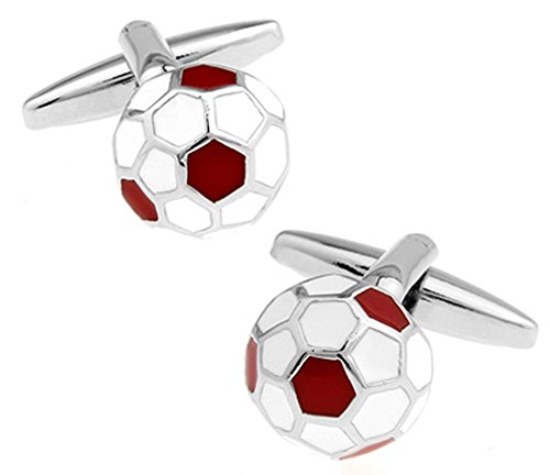 Gemelos de fútbol rojo y blanco en una caja de presentación de lujo gratis. Novedad Fútbol Deporte Tema Joyeria