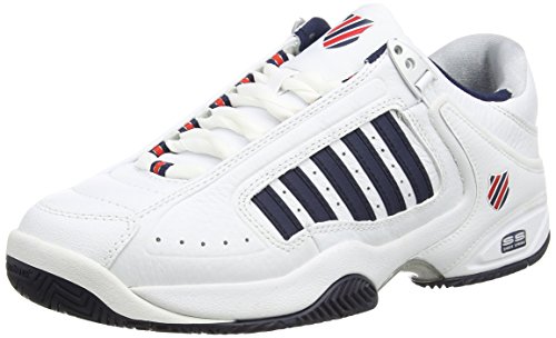 K-Swiss Defier Rs - Zapatillas de tenis Hombre, color blanco - white (white/dressblue/fieryred 164), talla 42 EU